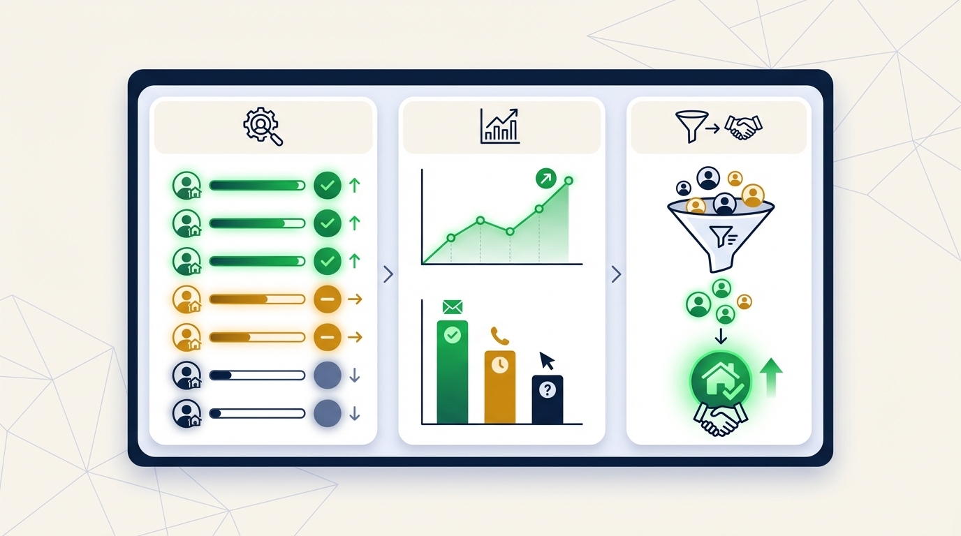 AI lead qualification dashboard showing scored prospects for real estate agents